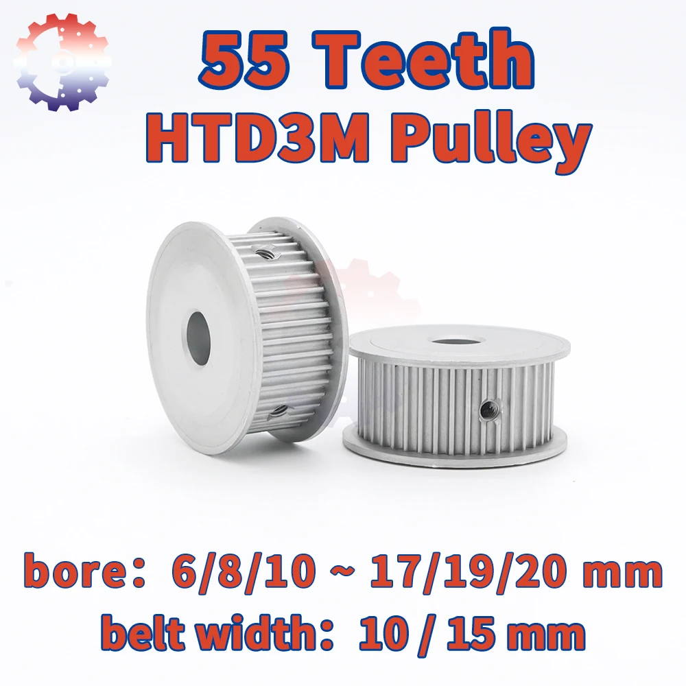 

55Teeth HTD3M Pulley 55T 55 Teeth 3M Timing Pulley Bore 5/6/8~28mm 3M Belt Width 10/15mm HTD3M Synchronous Wheels 3M Belt Pulley