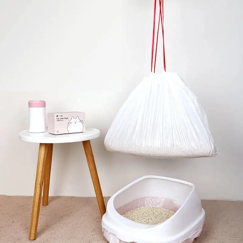 1/2/3/5 rollos de bolsas de arena desechables para gatos, bolsa desechable para residuos de mascotas con cordón, bolsa de revestimiento portátil para caja de arena para gatos de limpieza rápida