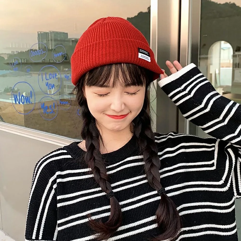 Fashion Ear Protection Wool Thread Knit Cap Winter Warm Soft Pullover Cap Crochet Hats Women Men Thicken Beanie