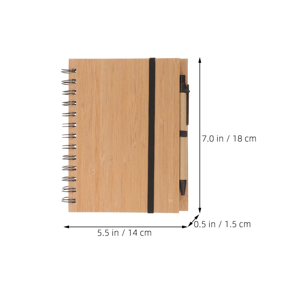 2 Sets Notebooks for Work Bamboo Spiral Notepad Notepads Small Office Memo Journal Multi-function Student