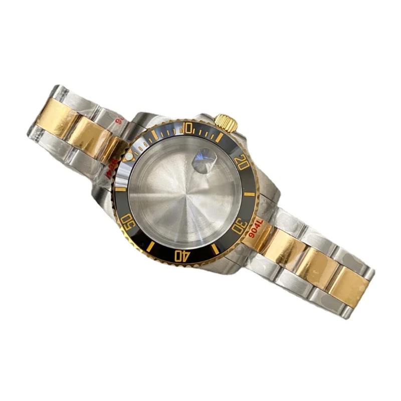 

40mm Gold Watch Case Sapphire Glass Stainless Steel Case Precision Modified Water Ghost Case nh35 nh36 Movement Watch Parts DIY