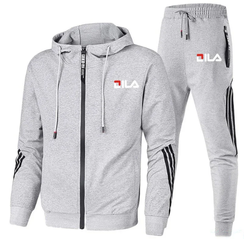 

2025 Men's Trendy Casual Sports Jacket, Men's new fashion casual high-quality two-piece sportswear, zipper hooded sweatshirt, lo