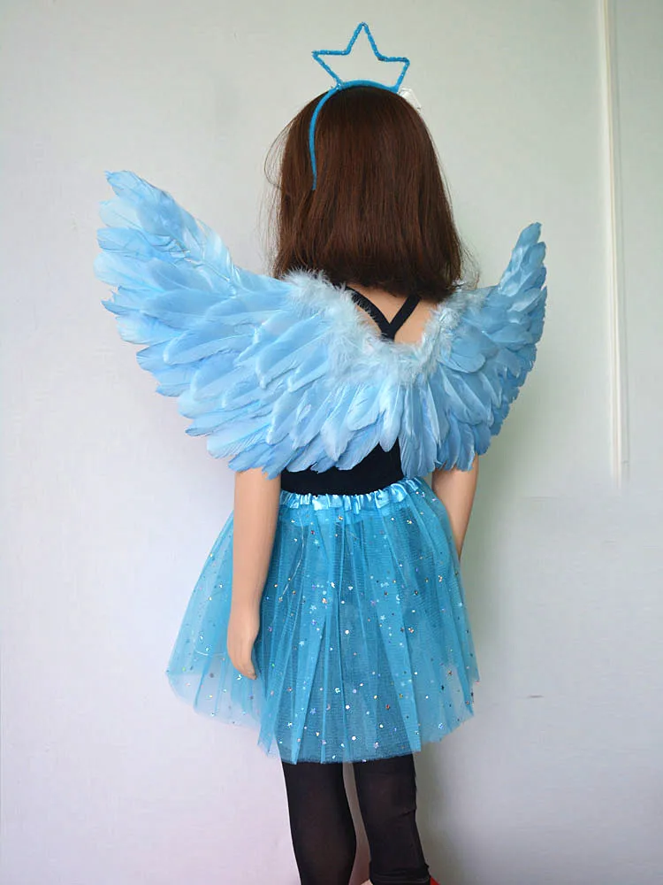 Kinderen Jongen Meisje Kids Volwassen Angel Feather Wings Halo Ster Rok Party Kostuum Cosplay Verjaardag Huwelijkscadeau Halloween Vakantie