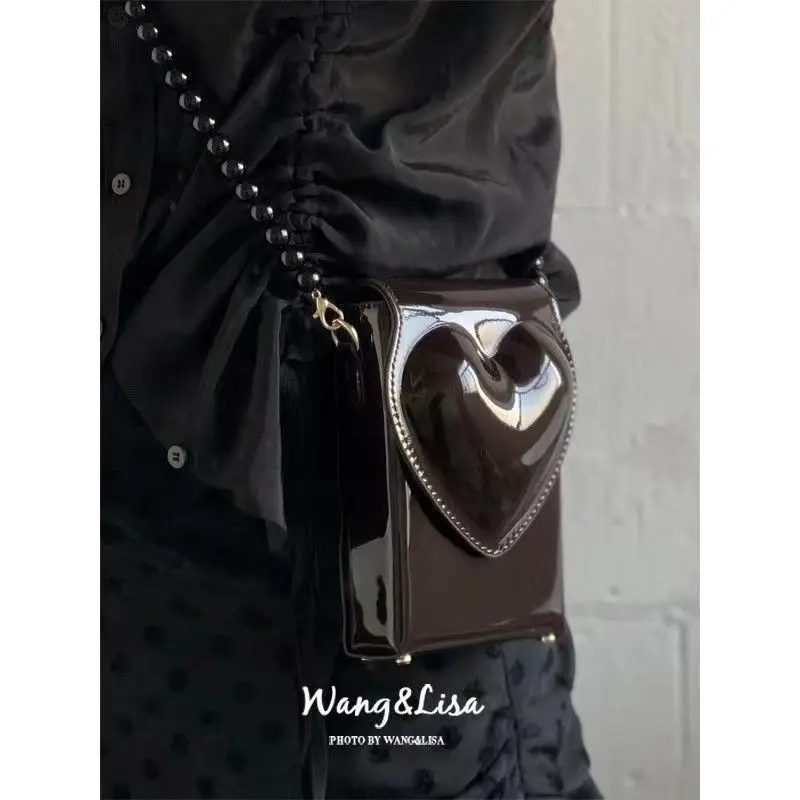 2023 New Women Bag Patent Leather 3D Heart Y2K Shoulder Bag Pures And Bags Crossbody Girls Bag