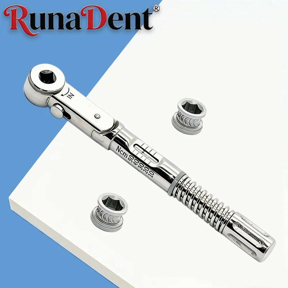 

Dental Implant Torque Ratchet Wrench 10.5 mm 10-50 Ncm with Drivers for Precise Implant Placement Top German Quality
