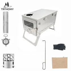 Folding Tent Stove 2/2.5/3 m Chimney Portable Camping Wood Burning Stove 304 Stainless Steel Hot Tent Firewood Furnace Best