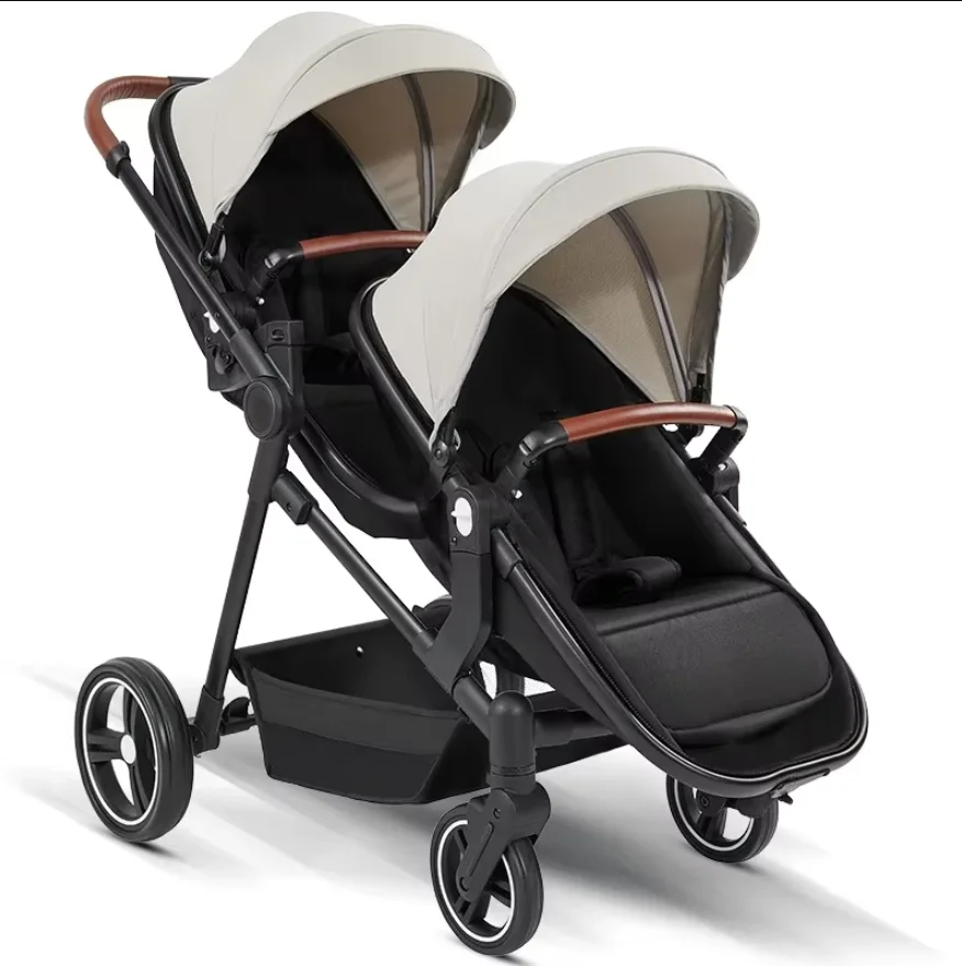 Lichtgewicht Twin Kinderwagen 2in1 Opvouwbare handbagage, tweeweg, verstelbare rugleuning Dubbele stoel Kinderwagen voor dubbele kinderen