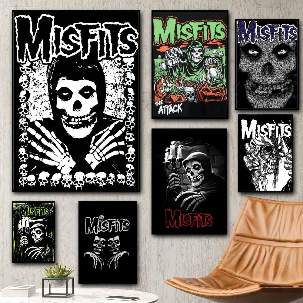 M-Misfits Rock Band Poster HD Wall Stickers Mural Self-Adhesive Decals Home Decor Bedroom Living Room Decoration Gift