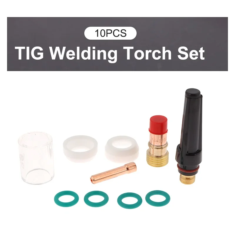 

10Pcs/set TIG Welding Torch Pyrex Glass Cup Kit Welding Nozzles Kit Soldering Supplies For WP-17/18/26 Welding Torch Accessories