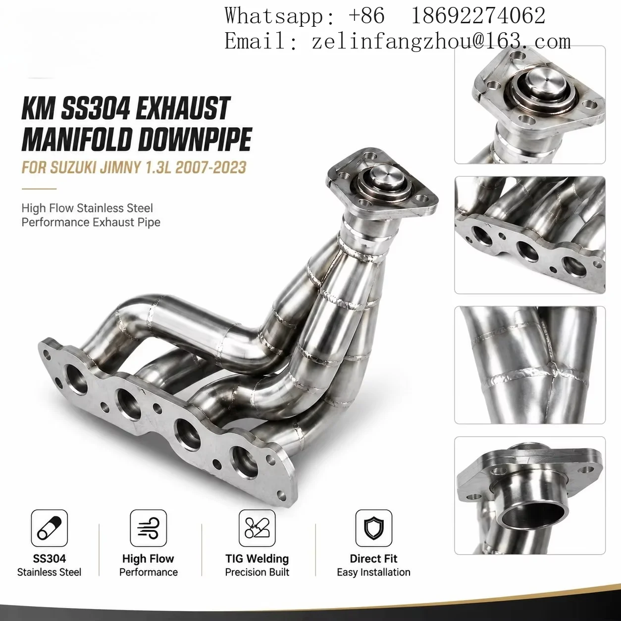 SS304 Header Downpipe Exhaust Manifold 4-2-1 for Suzuki Jimny 1.3L M13A 2007-2023 High Flow Heavy Duty Pro Kit