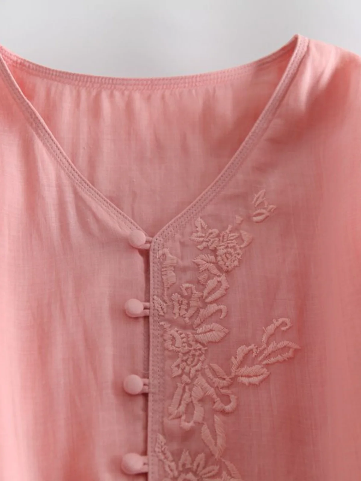 Elegant Pink Embroidered Cotton Linen Dress Women's Summer Loose Belly Covering Slimming Maxi Skirt Double Layer Long Dress
