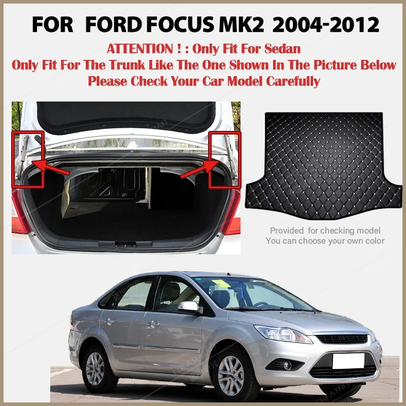 Car Trunk Mat For Changan-Ford Focus MK2 2004-2006 2007 2008 2009 2010 2011 Cargo Liner Carpet Interior Parts Accessories Cover