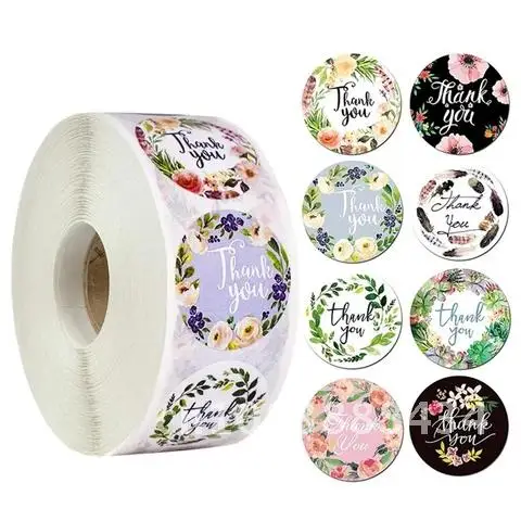 

500Pcs/roll 2.5cm Round Sticker Paper Thank You Seal Labels Wedding Birthday Party Favors Store Gift Stickers Label Decoration