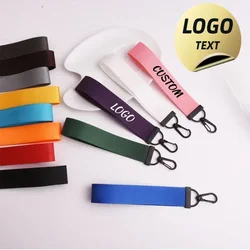 Custom Car Braid Strap Car Key Chain LOGO Personalized Print Woven Webbing Keychain Blank Fabric Webbing Keyring for Motorcycle