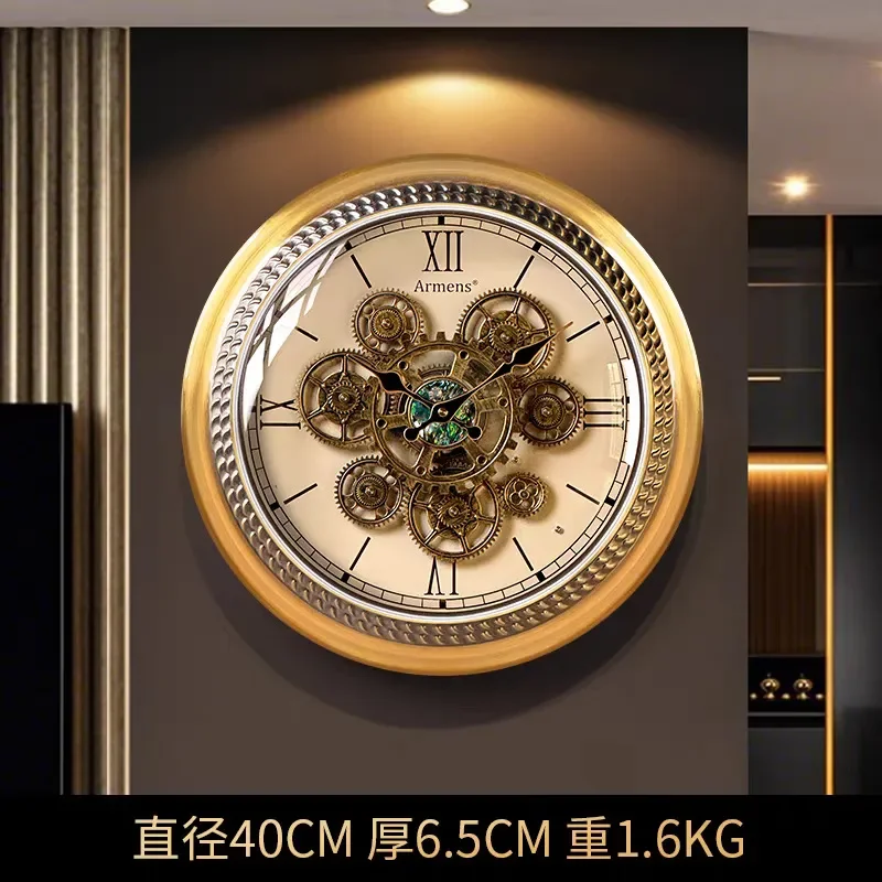 Industrial Silent Rotating Gear Wall Clock American Retro Mechanical Design Creative Living Room Decoration Vintage Hanging