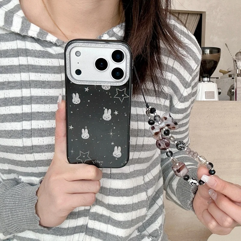 Luxury Cute cartoon Star Miffy Sparkling phone Case For iPhone 13 14 15 16 17 Pro Max Miffy Glitter shockproof Cover﻿﻿﻿﻿﻿﻿﻿﻿﻿