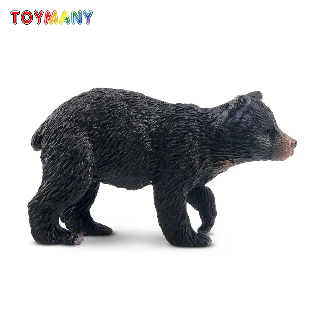 

Toymany Simulation Black Bear Cub Wildlife Animal Model Toy Mini Figures Dolls Action Figurines Toys Children Gift Cake Decora