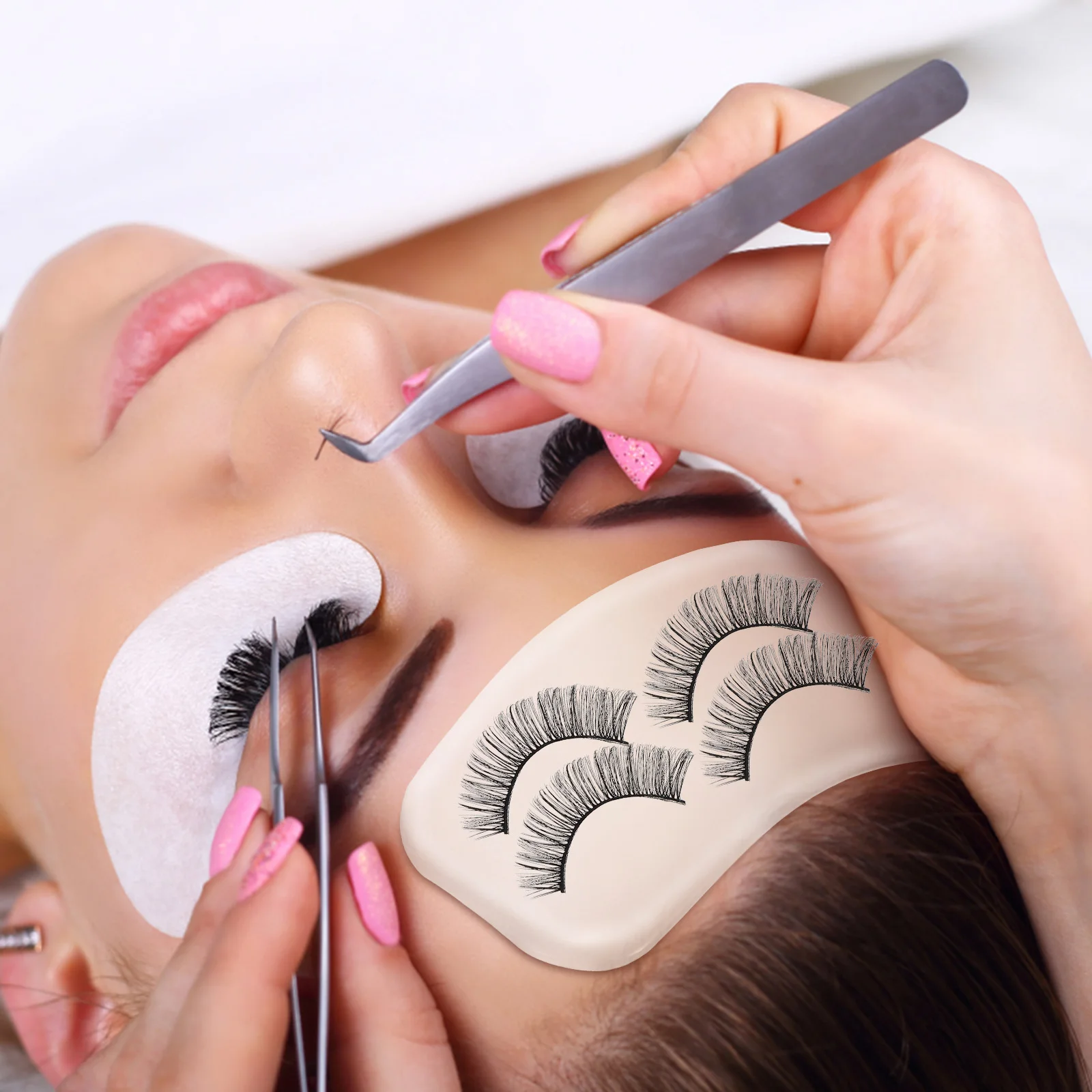 

10pcs Silicone Eyelash Pads Durable Anti Static Portable Grafting Wide Applications Salon Home lash extensions organizers