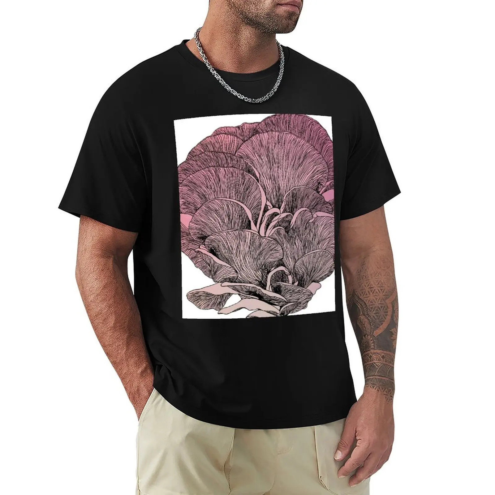 Pink Oyster Mushroom, Pleurotus Djamor T-Shirt Novelty Print Casual Tee Shirt
