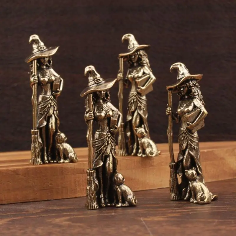 Figura Artesanal de Luna y Bruja – Escultura Decorativa para Salas de Estar, Entradas y Espacios Interiores Temáticos