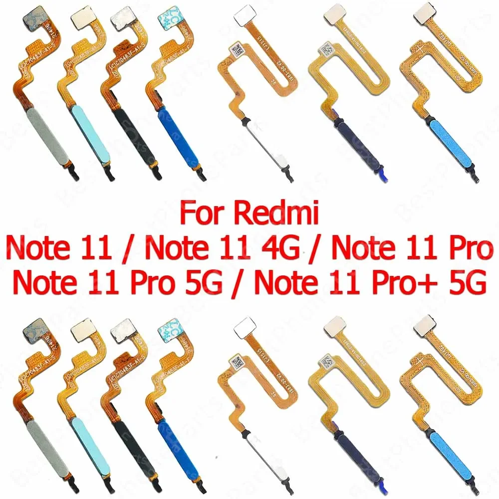 Fingerprint Sensor Flex Cable For Xiaomi Redmi Note 11 Pro Plus 4G 5G Finger Print Scanner Home Button New Spare Parts