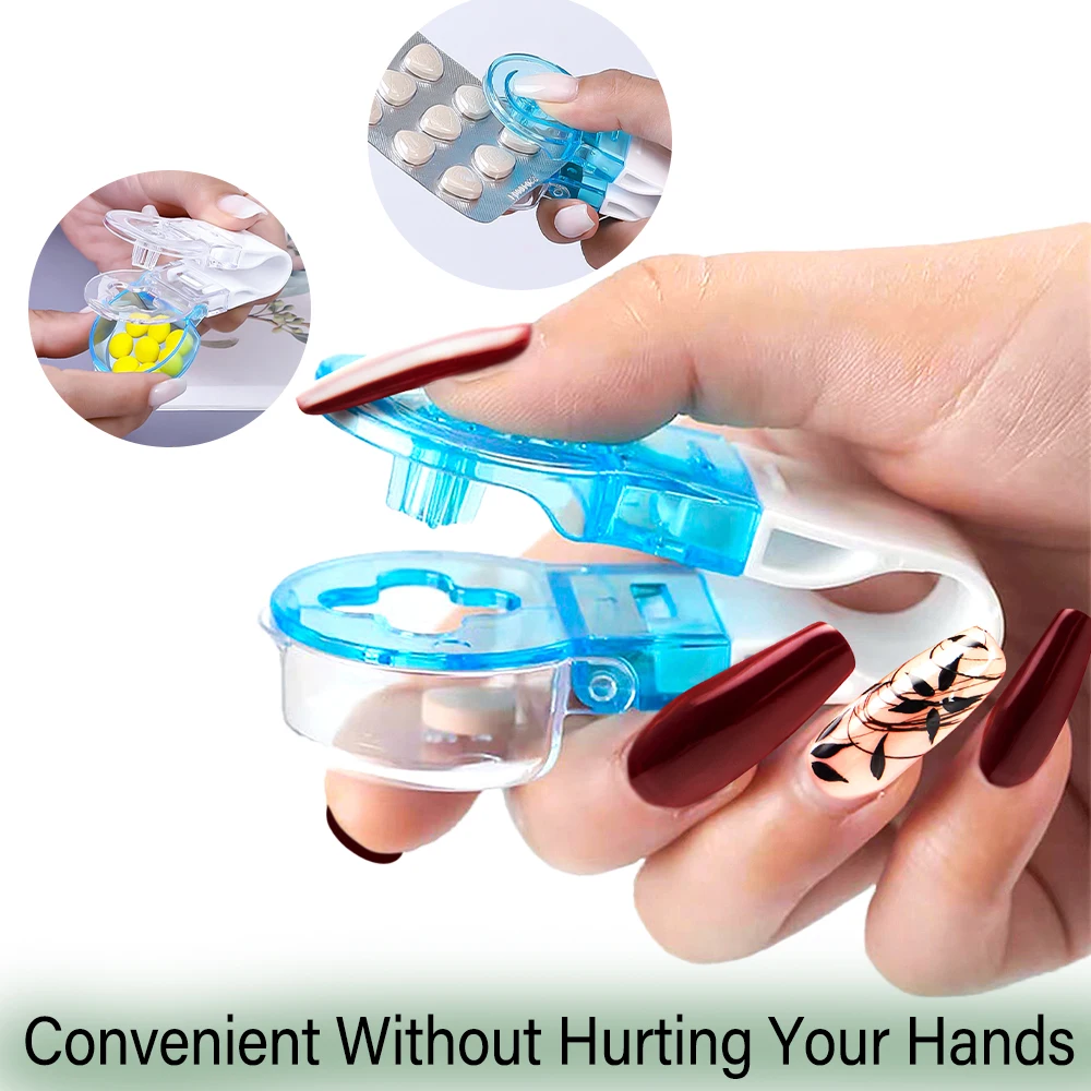 Portable Pill Taker Manual Anti-Pollution Pill Popper Reusable Medication Dispenser Travel Storage Pillbox Nail Aid Picker Tools