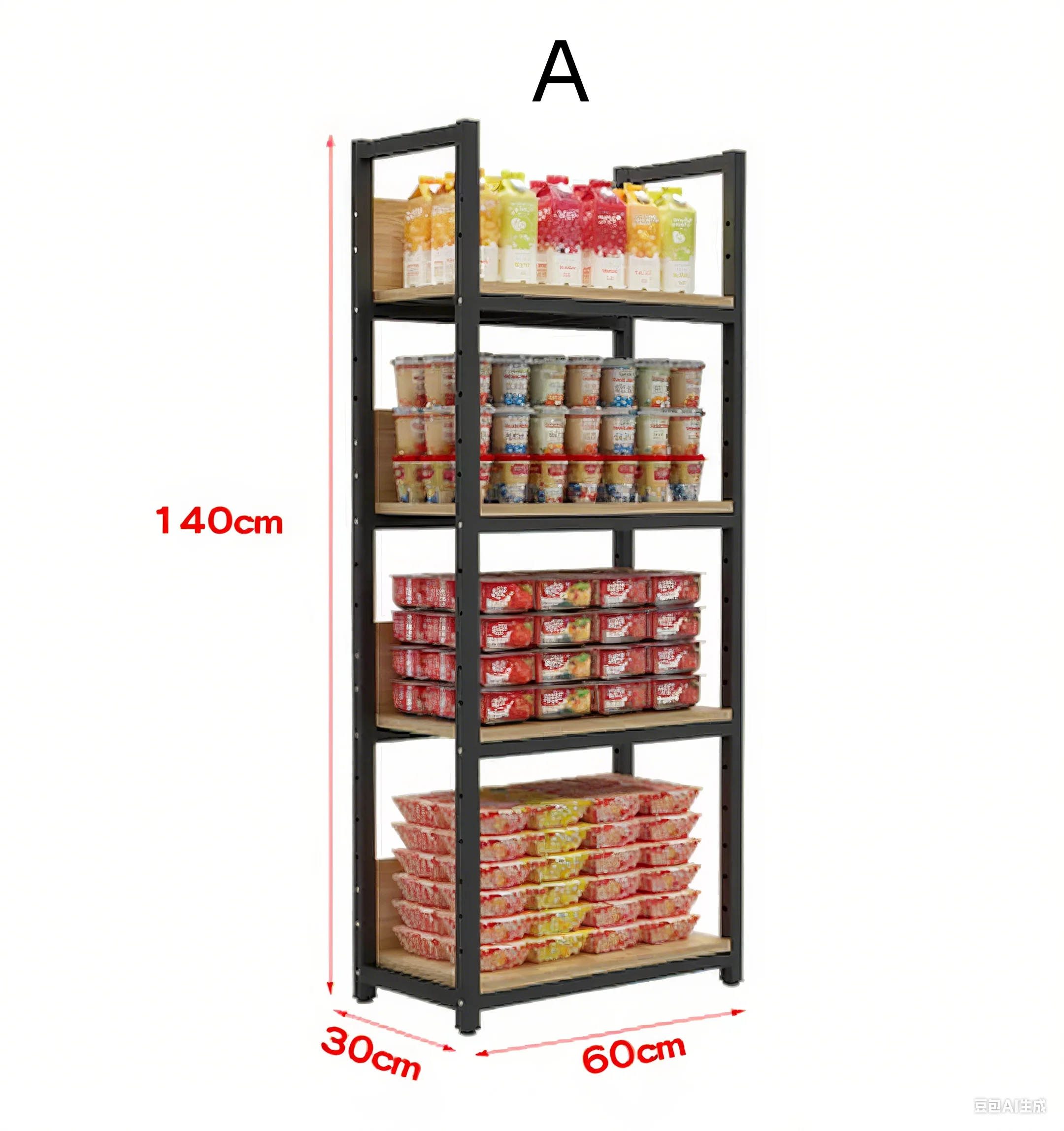 Supermarket Shelves Convenience Store Storage Racks Snack Cabinets Stationery Store Wooden Double-sided Multi-level Display