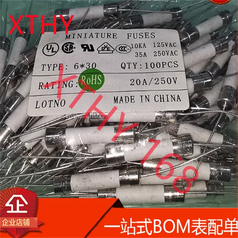 10PCS/Bag 30A 250V 6×30mm Ceramic Fuse With Pin Fast Break Fuse New Original for ASIC Miner