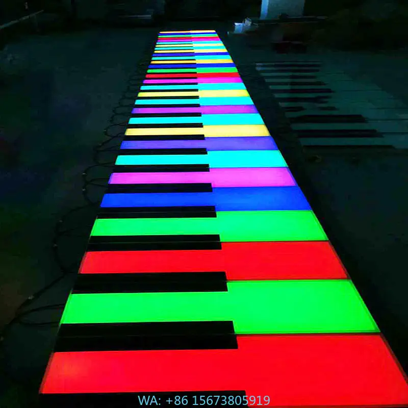 

Интерактивный водонепроницаемый RGB-светодиодный танцевальный пол IP67 с изменением цвета и звуком, гигантские напольные пианино-плитки для детей