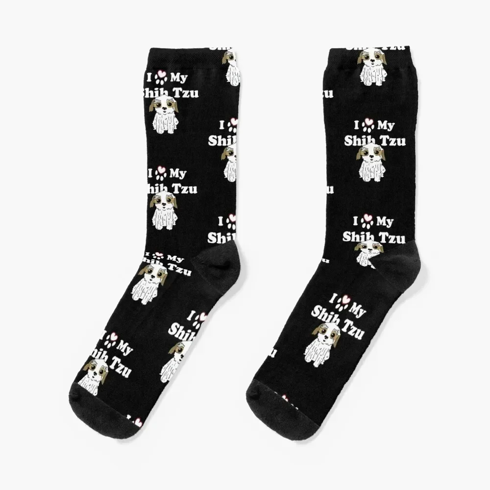 

I Love My Shih Tzu Dog Illustration Socks custom sports Stockings sports and leisure crazy Socks Men's Women's
