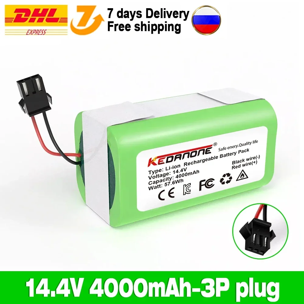 

14.4V 4000mAh Li-ion battery for Conga 990 1090 Tesvor X500 Ecovacs Deebot N79 N79S DN622 Eufy RoboVac 11 11S RoboVac 30 etc