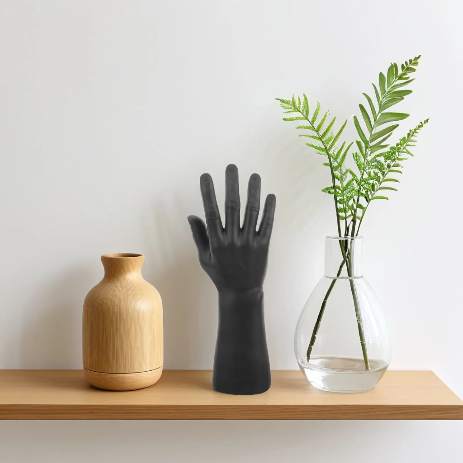 

1Pcs Male Hand Mannequin Ring Display Stand Black Lightweight Plastic Jewelry Organizer Portable Hand Form Ring Finger Holder