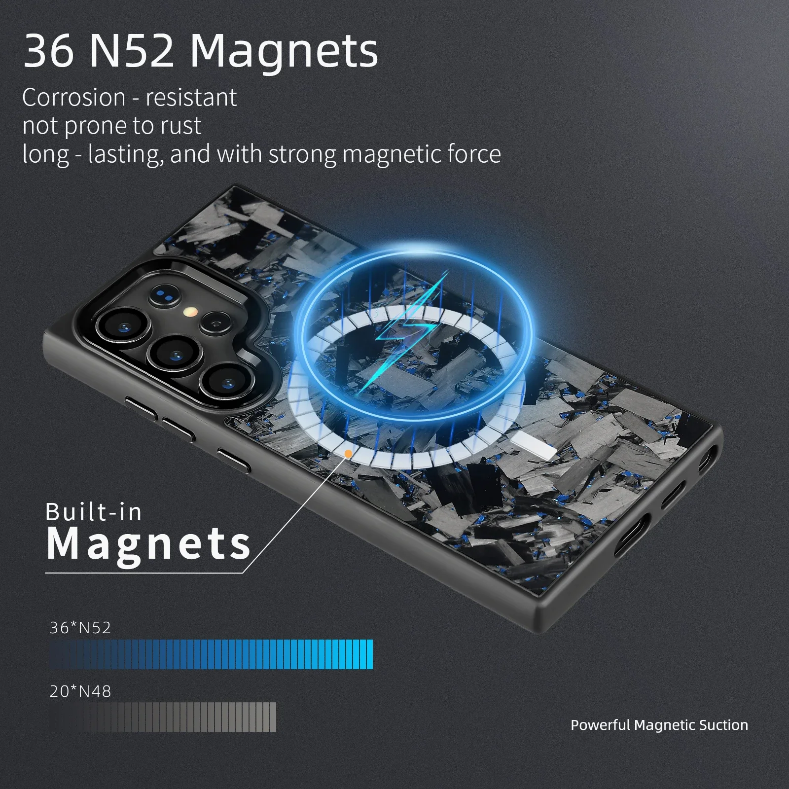 

Магнитный настоящий кованый чехол из углеродного волокна для Samsung Galaxy S25 S24 S23 Ultra/S24 Plus S25Plus, чехол для беспроводной зарядки MagSafe
