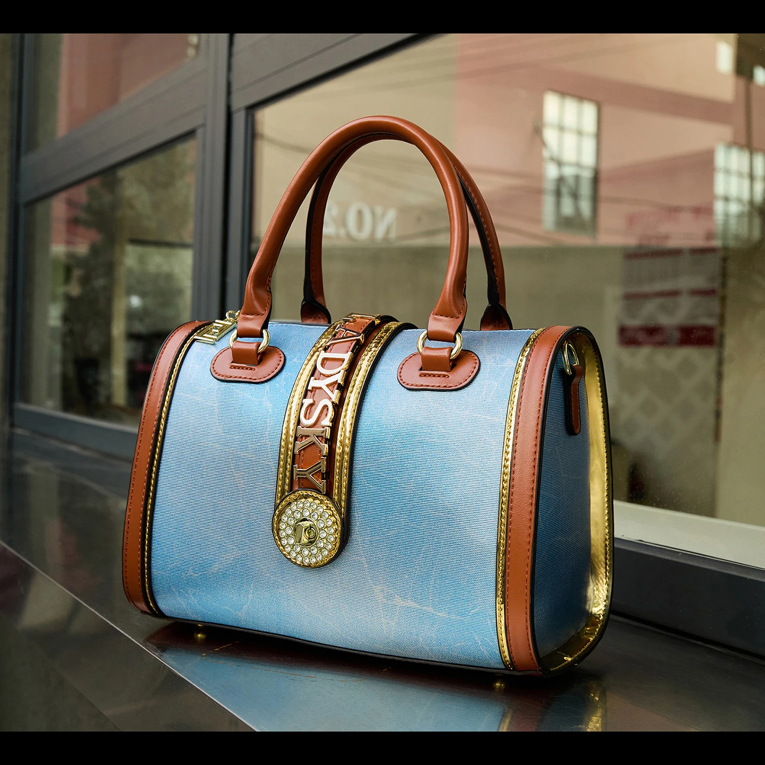 حقيبة يد عصرية من Ladysky للنساء، حقيبة نسائية ذات سعة كبيرة، حقيبة نسائية من أعلى المنتجات مع حرف معدني من مصنع جودة قوانغتشو