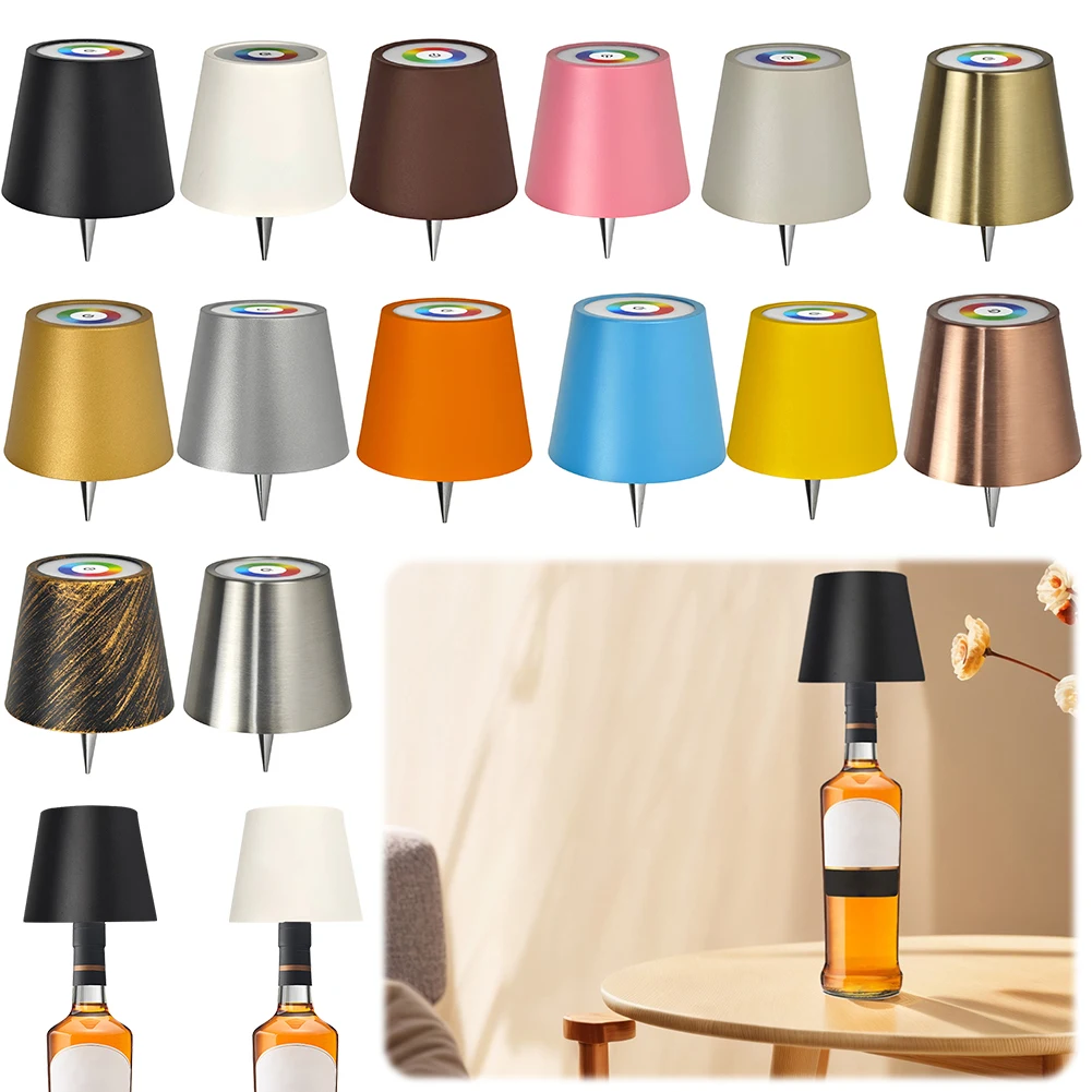 

Metal Dimmable Bottle Lamp Rechargeable Warm Light & RGB Portable Cordless Table Lamp Touch Dimmable for Family Restaurant & Bar