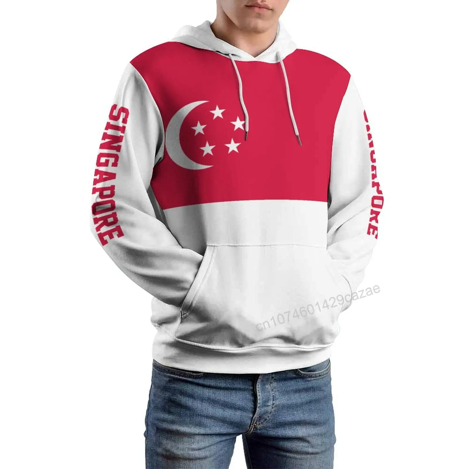 سنغافورة علم الدولة ثلاثية الأبعاد هوديي البوليستر كول الرجال النساء Harajuku البلوز للجنسين بلوزة كاجوال هوديس #2