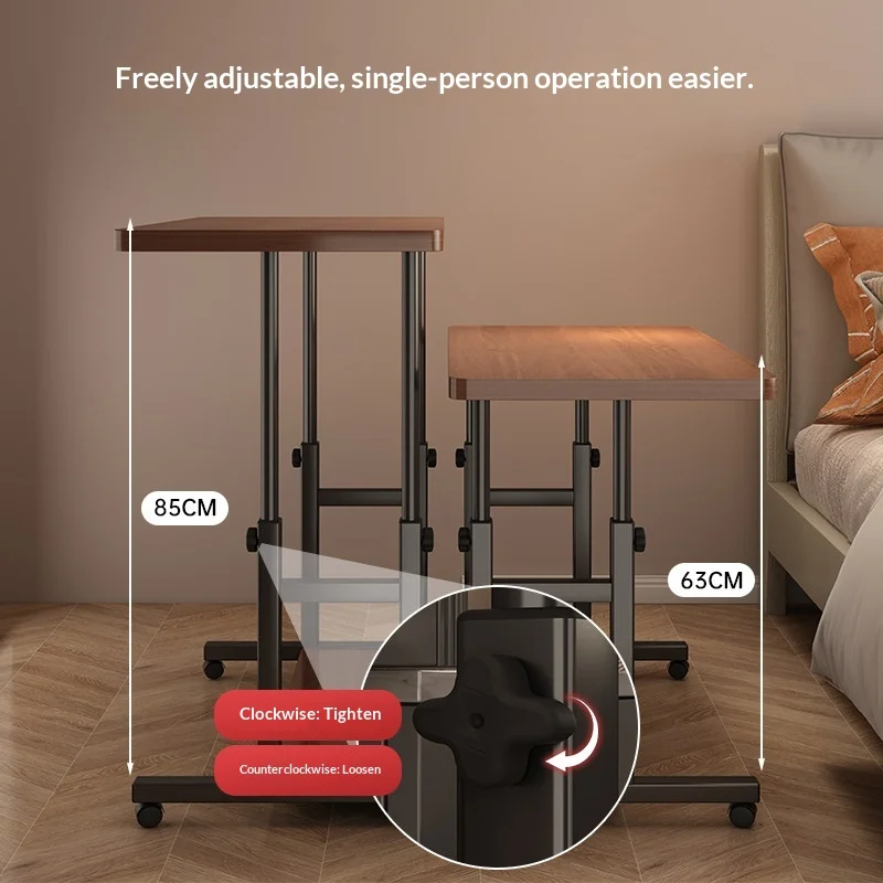 Height Adjustable Bedside Laptop Computer Desk Portable Folding Small Space Rolling Casters Study Office White Desk Muebles