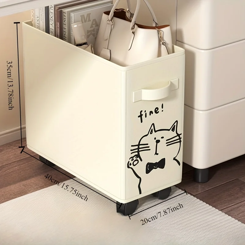 Cesta de almacenamiento con ruedas para el lugar de trabajo, estante móvil bajo el escritorio para organizar el suelo del dormitorio