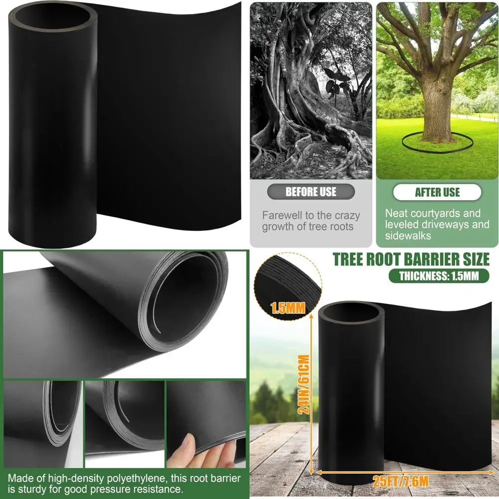 

Grass Weed Bamboo Barrier 18 x 25ft 60mil Garden Edging Landscape Blocks Root Barrier for Weed Control