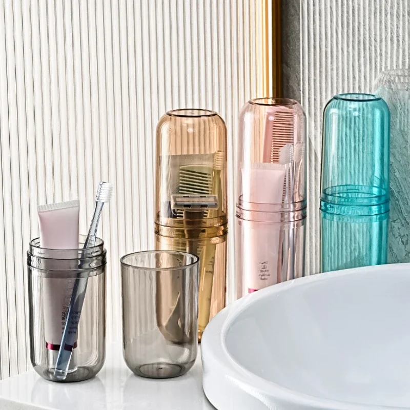 New Transparent Toothpaste Toothbrush Holder with Wash Cup Portable Travel Bathroom Organizer Toothpaste Toothbrush Case