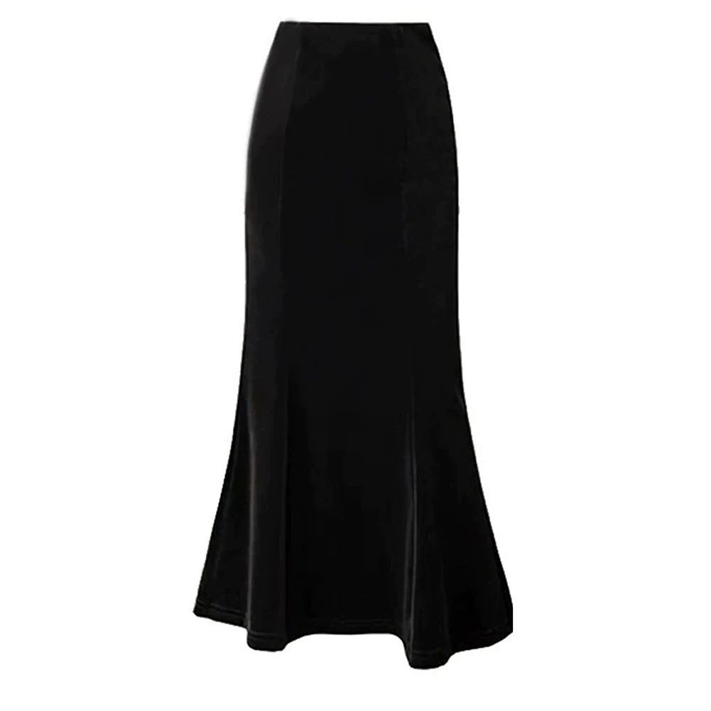 

Commuting Elegant Long Skirt Fleece Long Skirt Black As Pictures Show Fishtail Skirt Elegant High Waist Fleece Thermal