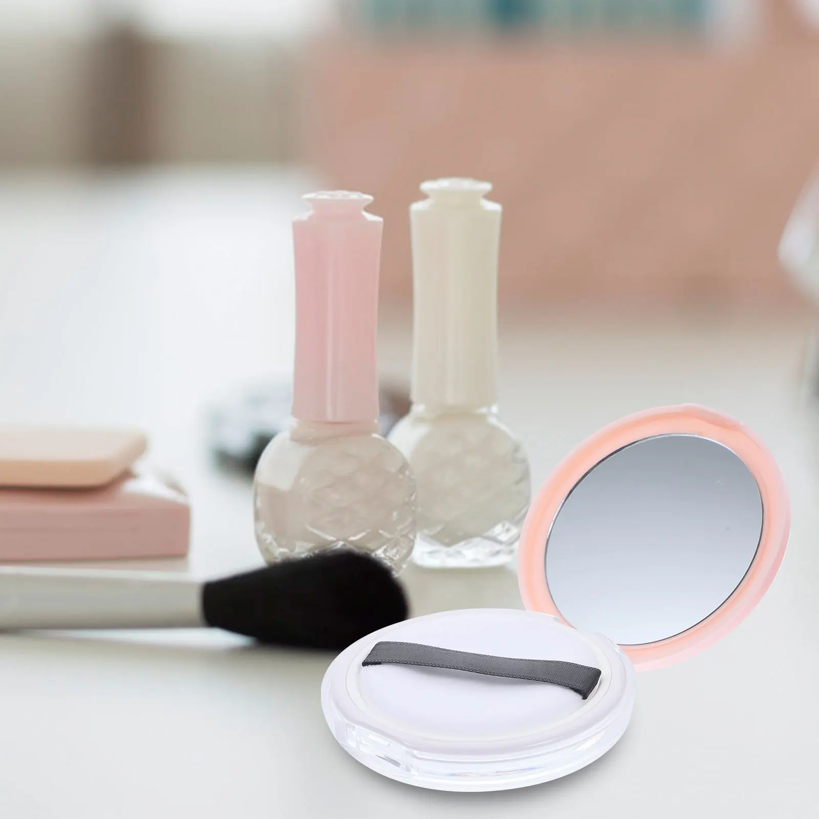 

2Pcs Loose Powder Empty Box Silver Compact Case Puff Travel Lightweight Reusable Body Makeup Container Easy Clean
