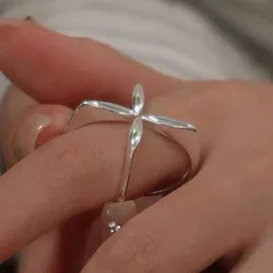 925 Sterling Silver Rings For Women Simple Vintage Handmade Adjustable Finger Flower Shinni Ring Fashion Band Female Bijoux Gift