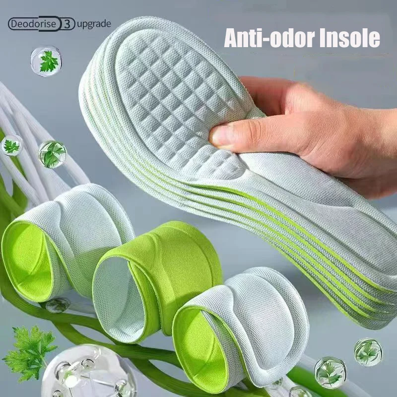 3Pairs Anti Odour Shoe Insole Breathable Arch Support Flat Feet Inserts Work Boot Insoles Soft Antibacterial Shoe Accessories