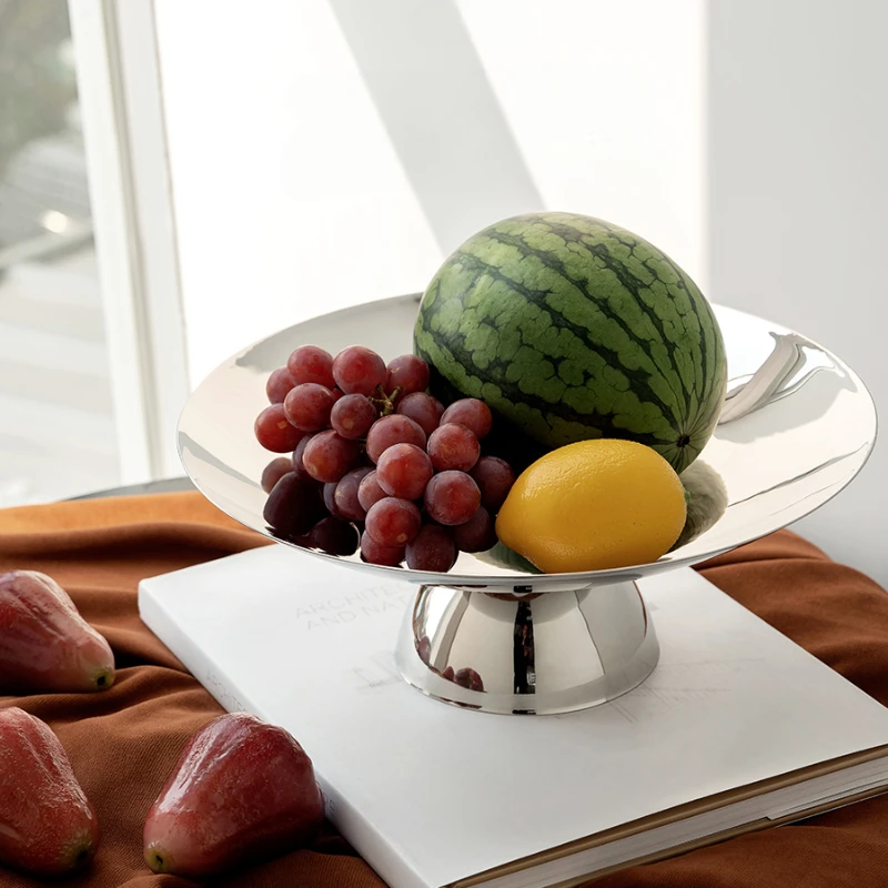 

Stainless Steel Fruit Plate, Home Coffee Table, European Simplicity, Light, Luxury, Living Room, High-end Fruit Snack Plate Deco