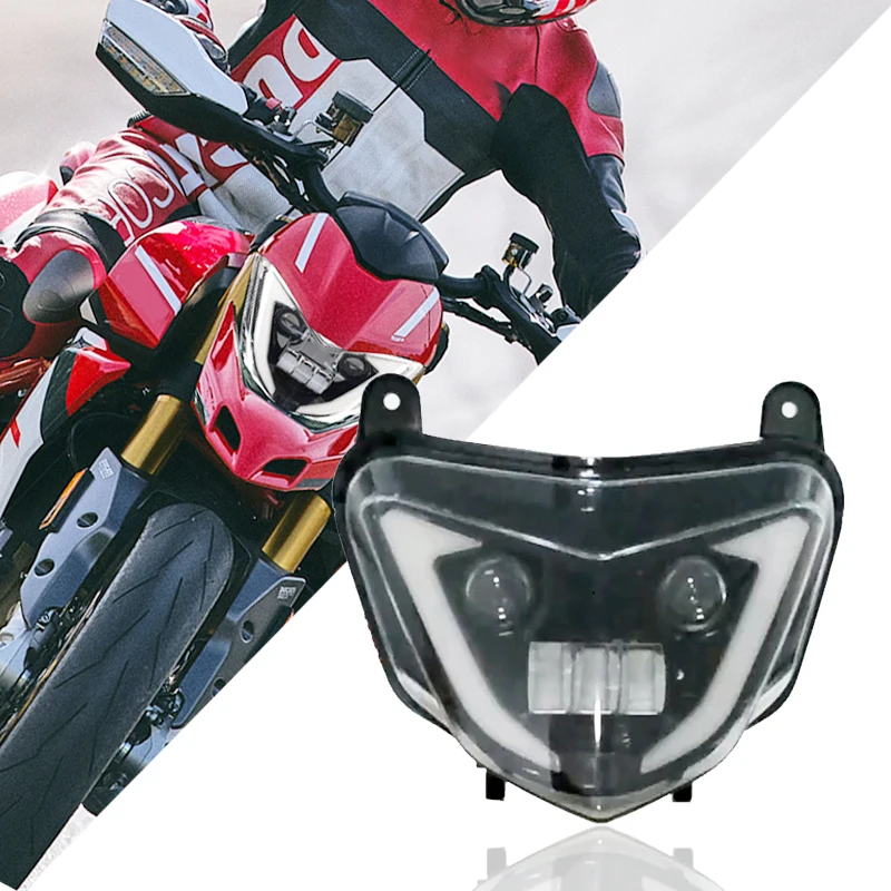 For DUCATI Hypermotard 939 2016 17 Headlight Beam with Angel Eyes DRL Assembly Kit and Replacement Light LED Turn Signal Lights