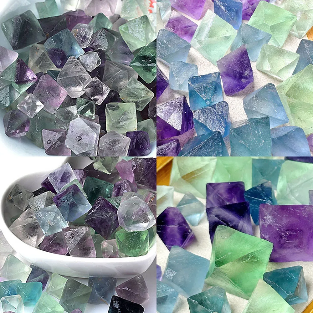 Natural Blue Crystal Fluorite Octahedral Purple Blue Green Fluorite Healling Aromatherapy Expanding Mineral Specimen Landscape