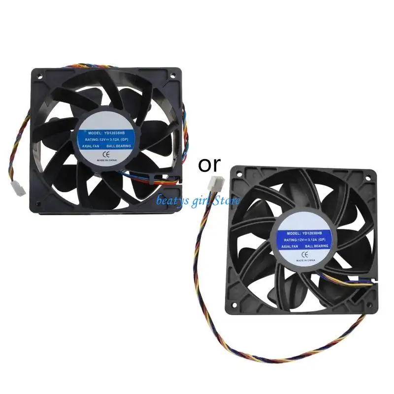 

C7AB YD12038HB DC12V 3.12A Cooling Fan 120x120x38mm 2 Ball Bearing 6000RPM 210CFM