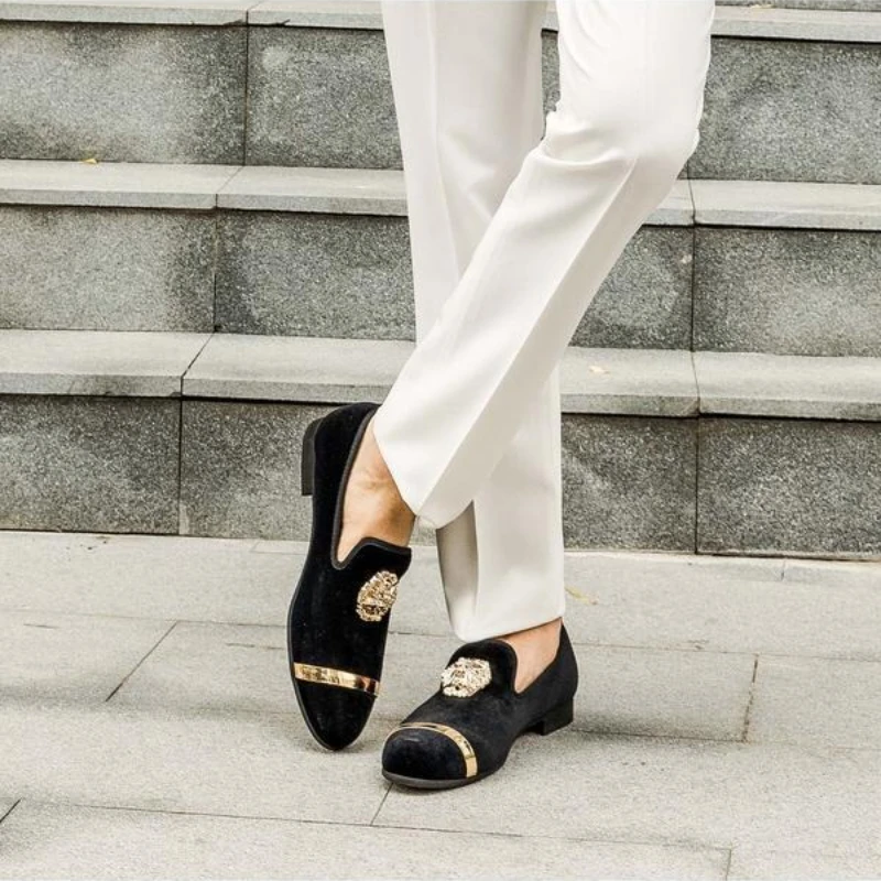 NLSCGZM italian wedding dress loafers shoes for man casual business luxury man shoes Coiffeur brand man formal shoes Gold Metal