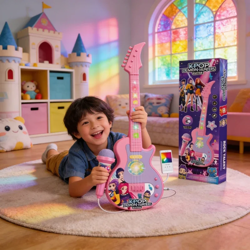 Kpop Demon Huntress Squad Kinderspeelgoedmicrofoon Oogverblindend 5-lichten Microfoon voor jongens en meisjes Speelliedjes Kerstcadeaus